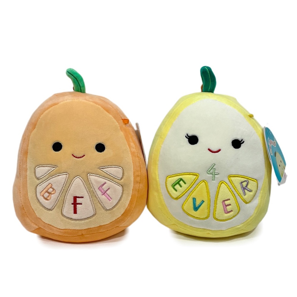 Squishmallows Official Kellytoy Orin Orange & Leticia Lemon BFF 4 EVER Plushies